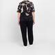 Marina Rinaldi Print Cotton T-Shirt Black and Beige