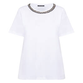 Marina Rinaldi Jewel Collar T-Shirt White  - Plus Size Collection