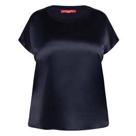 Marina Rinaldi Satin And Jersey Top Navy - Plus Size Collection