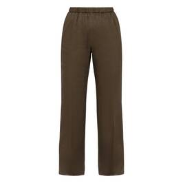 Marina Rinaldi Pull On Linen Trousers Khaki Green - Plus Size Collection