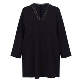 Marina Rinaldi Rhinestone Embellshed Cady Tunic Black - Plus Size Collection
