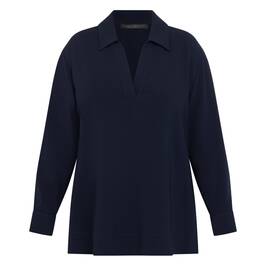 Marina Rinaldi Cady Collared Tunic Navy  - Plus Size Collection