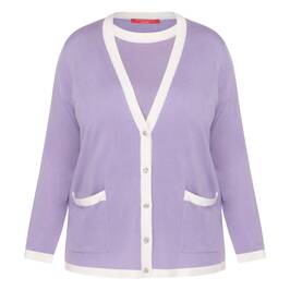 Marina Rinaldi Cashmere and Silk Blend Twinset Lavender - Plus Size Collection