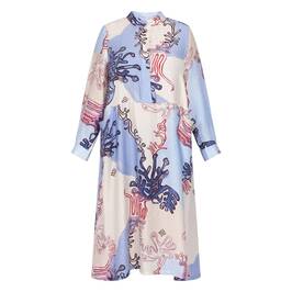 Noen Coral Print Dress Blue  - Plus Size Collection
