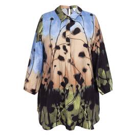 Noen Abstract Print Long Shirt Moss - Plus Size Collection