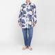Noen Blue Gingko Print Linen Blend Shirt 