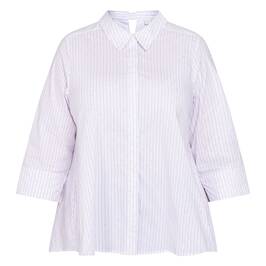 Noen Pinstripe Shirt Lavender and White - Plus Size Collection