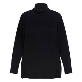Noen Cotton Blend Polo Neck Sweater Black - Plus Size Collection