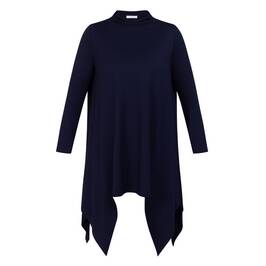Noen Jersey Mockneck Asymmetric Tunic Navy - Plus Size Collection