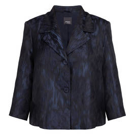 Persona by Marina Rinaldi Metallic Jacquard Jacket Navy  - Plus Size Collection