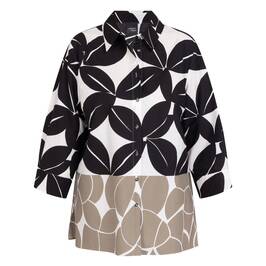 Persona by Marina Rinaldi Cotton Poplin Printed Shirt Khaki - Plus Size Collection