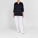 Persona by Marina Rinaldi Collared Striped Sweater Navy 