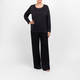 Marina Rinaldi Wide Leg Pull-On Satin Trousers Black