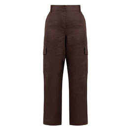 Persona by Marina Rinaldi Flax Linen Cargo Trousers Brown - Plus Size Collection