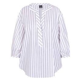 Persona by Marina Rinaldi Cotton Linen Tunic Blue Stripe - Plus Size Collection