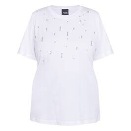 Persona by Marina Rinaldi Rhinestone T-Shirt White  - Plus Size Collection