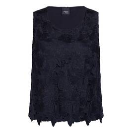 Persona by Marina Rinaldi Macrame Lace Top Navy  - Plus Size Collection