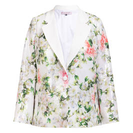 Piero Moretti Floral Tuxedo Jacket and Vest Twinset White  - Plus Size Collection