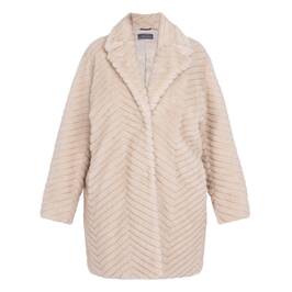 Rofa Faux Fur Coat Beige  - Plus Size Collection