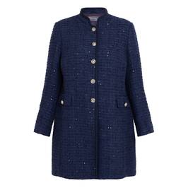 Rofa Long Boucle Jacket Navy  - Plus Size Collection