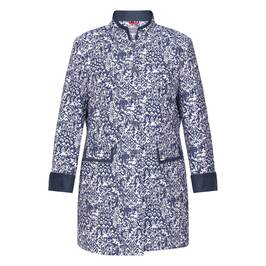 RoFa Jacquard Long Jacket Navy  - Plus Size Collection