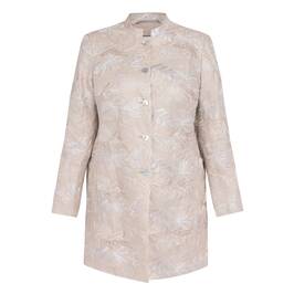 Rofa Long Embroidered Linen Jacket Beige - Plus Size Collection