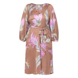 RYY Satin Floral Dress Mocha - Plus Size Collection