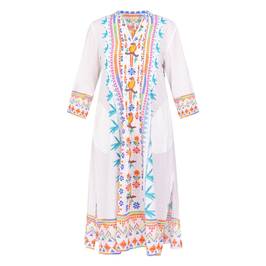 RYY Embroidered Cotton Kaftan White - Plus Size Collection