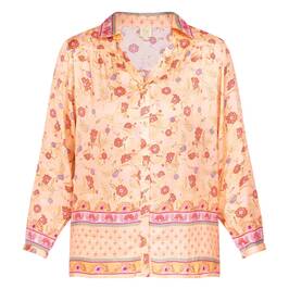 RYY Floral Print Satin Shirt Peach - Plus Size Collection