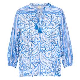 RYY Satin Block Print Tunic Blue - Plus Size Collection