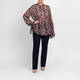 Sallie Sahne Georgette Retro Print Shirt Taupe