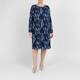 Samoon Pleated Animal Print Dress Blue
