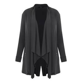 Tia Waterfall Front Jacket Khaki  - Plus Size Collection