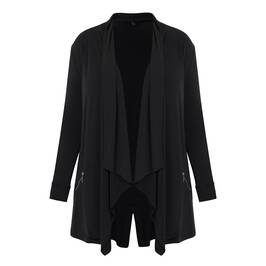 Tia Waterfall Front Jacket Black  - Plus Size Collection