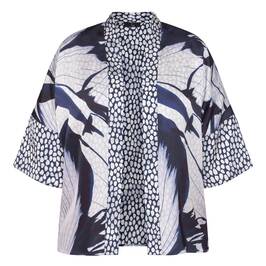 Tia Satin Kimono Jacket Navy - Plus Size Collection
