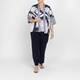Tia Printed Satin Top Navy 