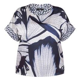 Tia Printed Satin Top Navy  - Plus Size Collection