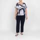 Tia Printed Satin Top Navy 