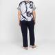 Tia Printed Satin Top Navy 