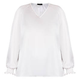 Tia Satin Blouse White  - Plus Size Collection