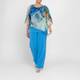 Tia Pull On Satin Jersey Trousers Turquoise