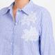 Tinta & Bariloche Striped Embroidered Cotton Linen Shirt Blue