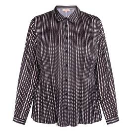 Tinta Spot Print Plisse Top Black and White  - Plus Size Collection