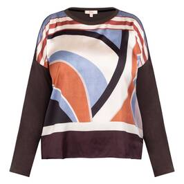 Tinta & Bariloche Abstract Print Satin Front Top Brown - Plus Size Collection