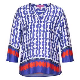 Tinta & Bariloche Geometric Print Satin Tunic Blue - Plus Size Collection