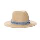 PANAMA HAT WITH FRAYED DENIM TRIM