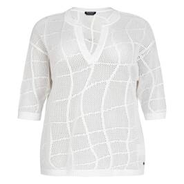 Verpass Mesh Effect Sweater White  - Plus Size Collection