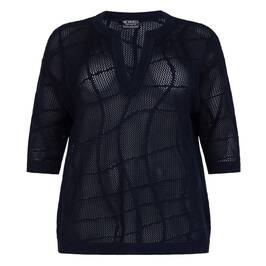 Verpass Mesh Effect Sweater Navy - Plus Size Collection