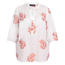 Verpass Coral Embroidered Cotton Tunic White  - Plus Size Collection