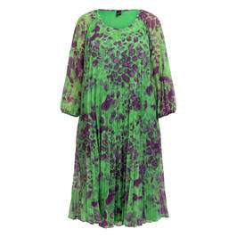 Yoek Pleated Dress Purple and Green  - Plus Size Collection